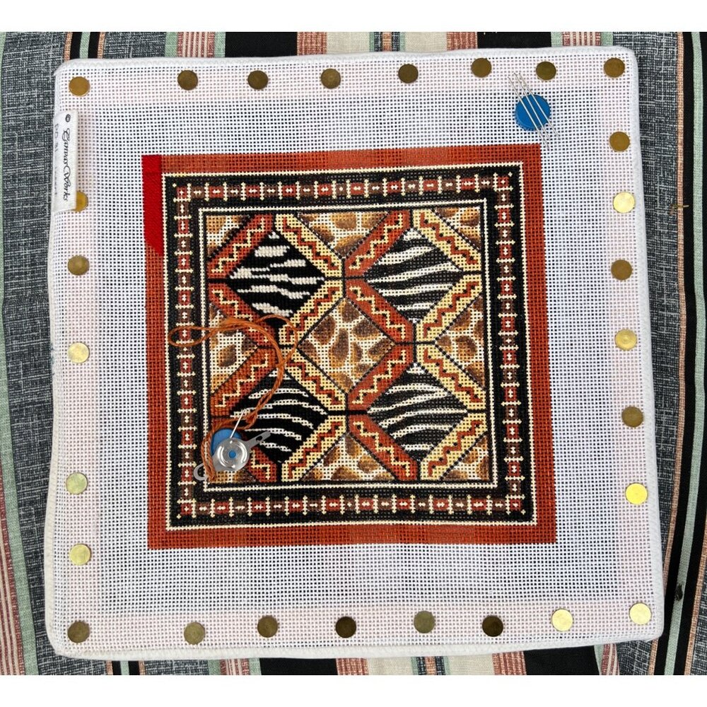 Canvas Works PO31 Animal Print Needlepoint Canvas Kit 15% Finished - Picture 1 of 10